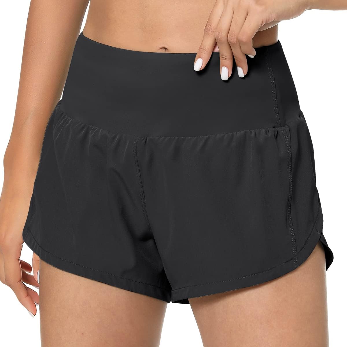 GYM RAINBOW Women's High Waisted Workout Shorts - Lightweight Quick Dry Athletic Running Shorts with Pockets for Yoga, Gym & Outdoor Activities