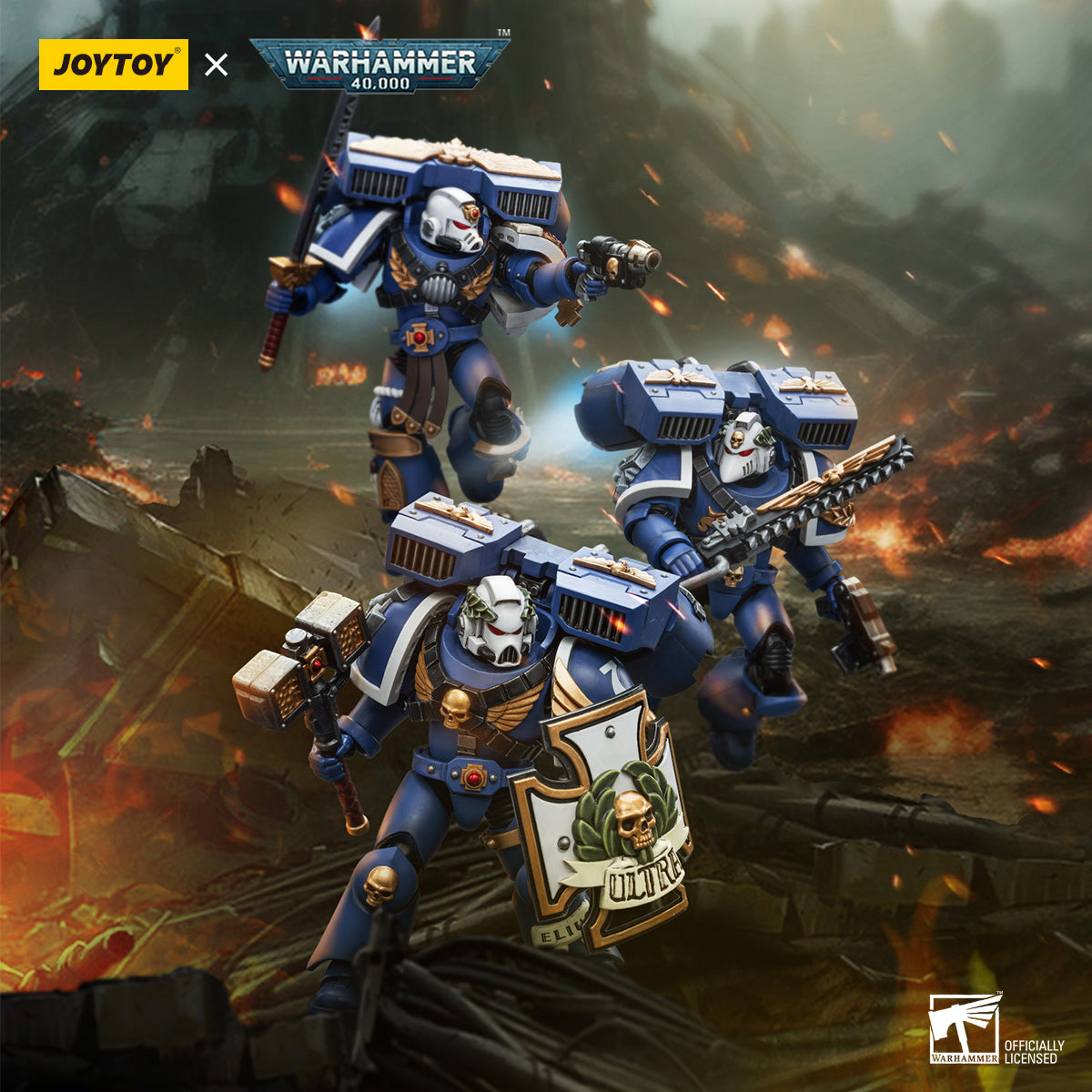 1/18 JOYTOY Warhammer 40K Ultramarines Vanguard Veteran Action Figure - Collectible Miniature for Tabletop Gaming & Display