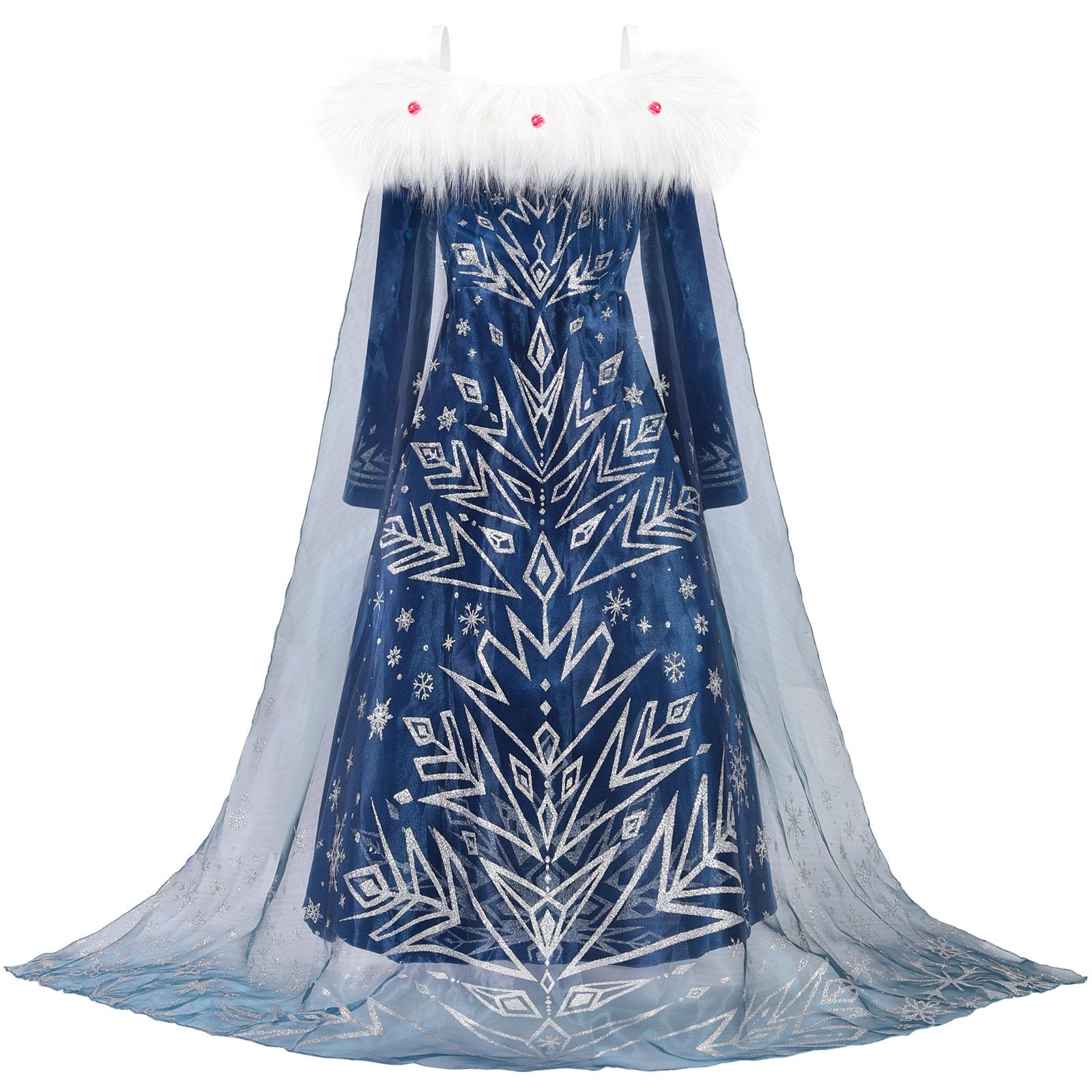 **Royal Blue Princess Costume for Girls - Halloween, Christmas, Birthday Party Dress - Snow Queen Cosplay Outfit - Perfect for Dress-Up, Role Play & Special Occasions**