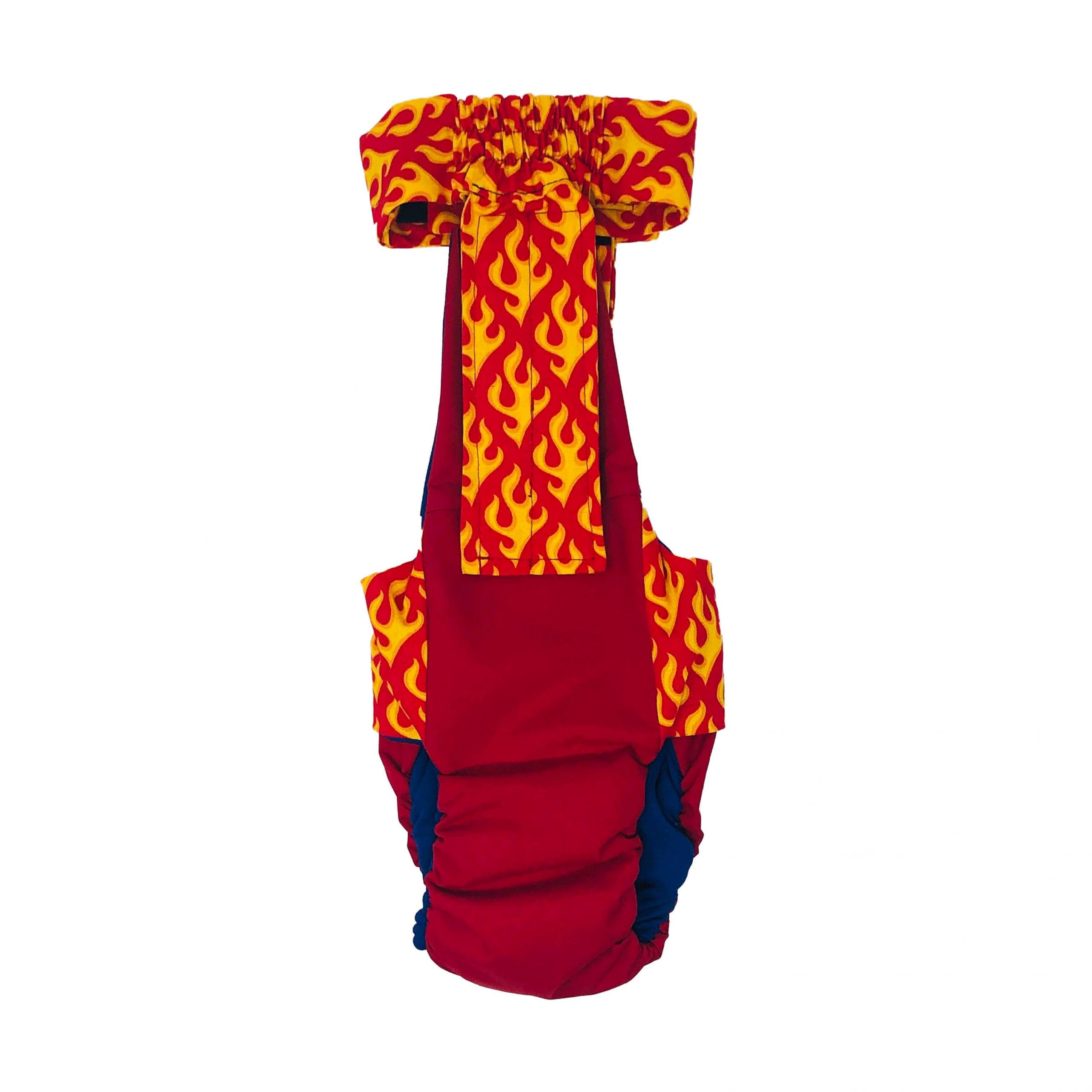 Red Dog Diaper Overall with Tail Hole - XS Size, Made in USA - Perfect for House Training, Pet Grooming & Outdoor Adventures