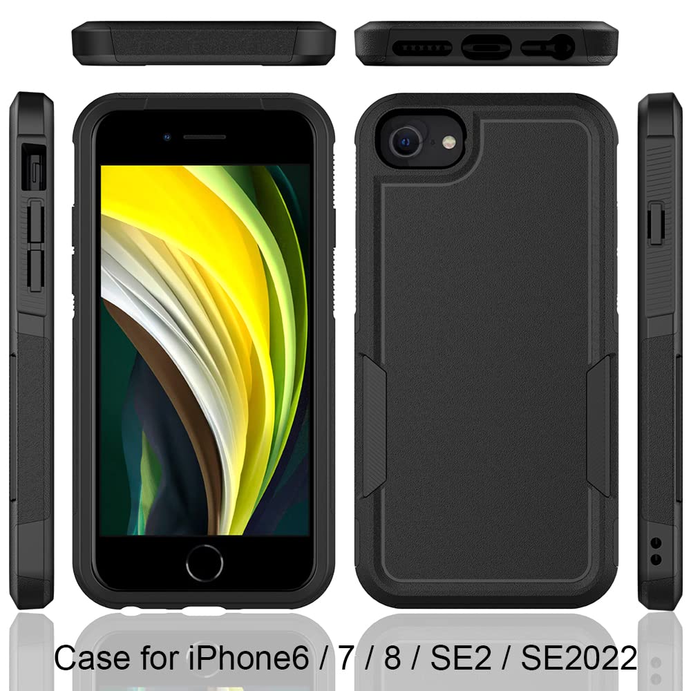 Shockproof iPhone SE 2020/2022 & iPhone 7/8/6s/6 4.7-inch Protective Case - Durable Black Phone Cover for Everyday Protection | Perfect for Work, Travel & Outdoor Activities