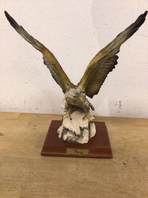 Pucci Eagle Statue - Handcrafted Wooden Eagle Sculpture on Stand | Home Decor, Office Display, Gift for Eagle Lovers