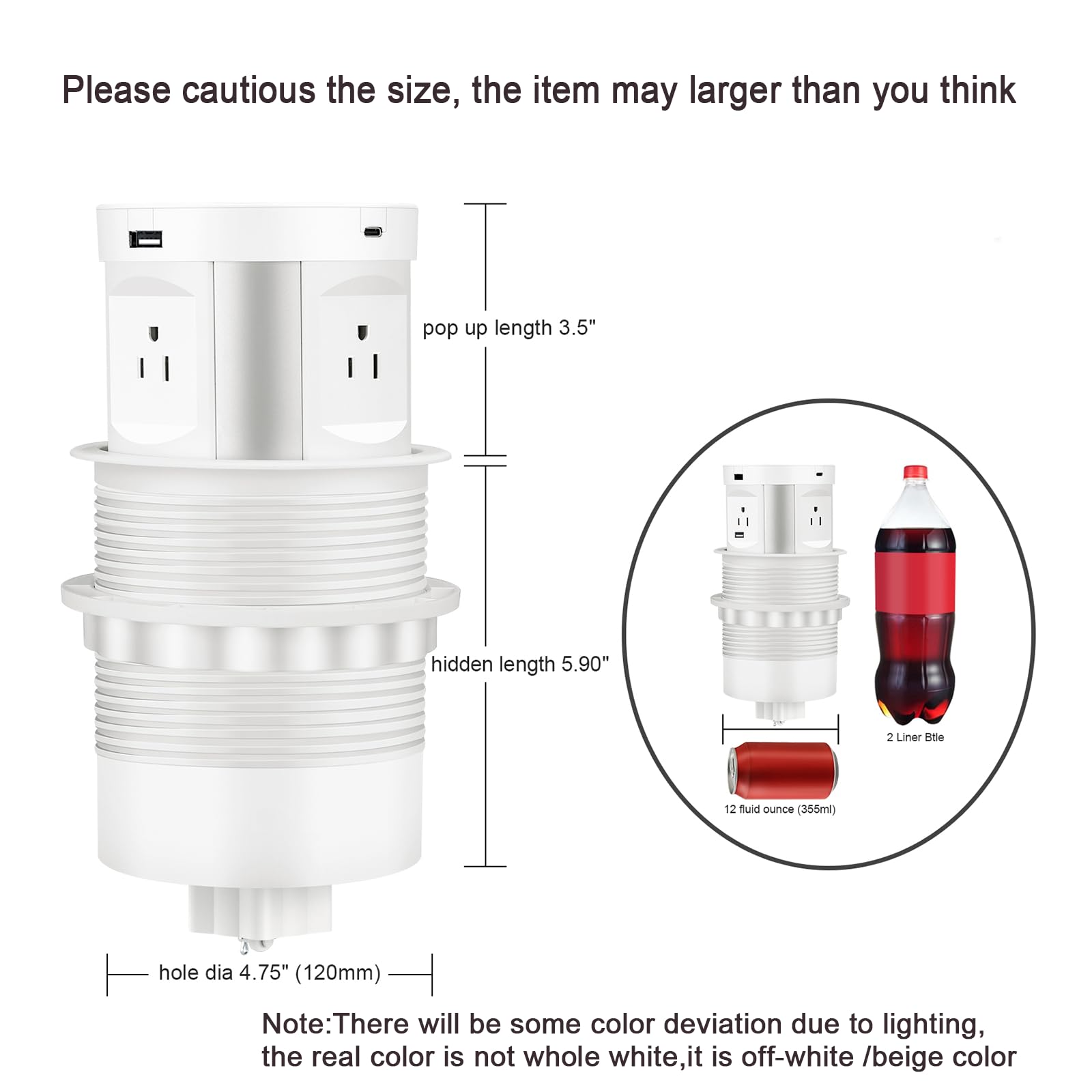 Smart Pop-Up Outlet with Wireless Charger - 4 AC Plugs + USB A/C Ports - Surge Protector for Kitchen Island, Office Desk & Conference Room - ETL Certified - Perfect for Countertops, Workbenches & Home Use
