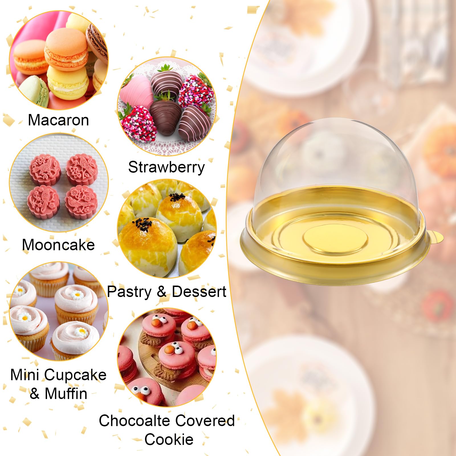 200-Piece Clear Charcuterie Domes with Lids - Mini Cake Pans & Cupcake Containers for Desserts, Cheesecake, Cookies | Perfect for Party Snacks, Baking, and Food Display