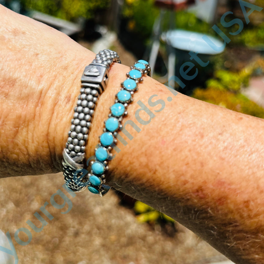 Sterling Silver Southwestern Style Turquoise Row Bracelet for Women - Handmade Native American Jewelry - Perfect for Boho Fashion, Festivals & Gift Giving