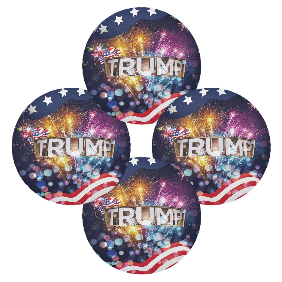Donald Trump 2020 Holiday Table Mats Set of 6 - Non-Slip Round 15.4 Inch Placemats for Kitchen & Dining Room - Perfect for Festive Gatherings and Holiday Decor