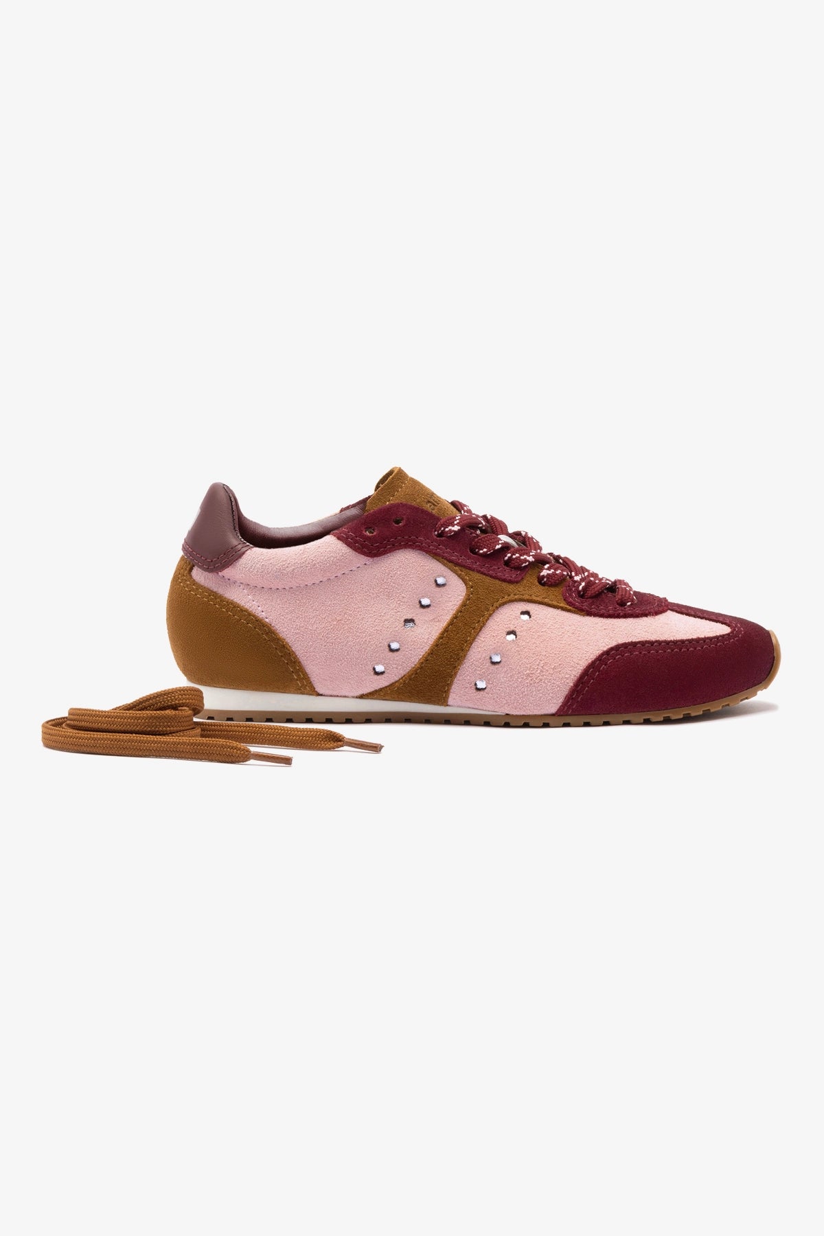 Stella Women's Sneakers in Tulip, Russet & Wine - Suede & Silver Metallic Leather Fashion Shoes for Casual Wear & Everyday Comfort