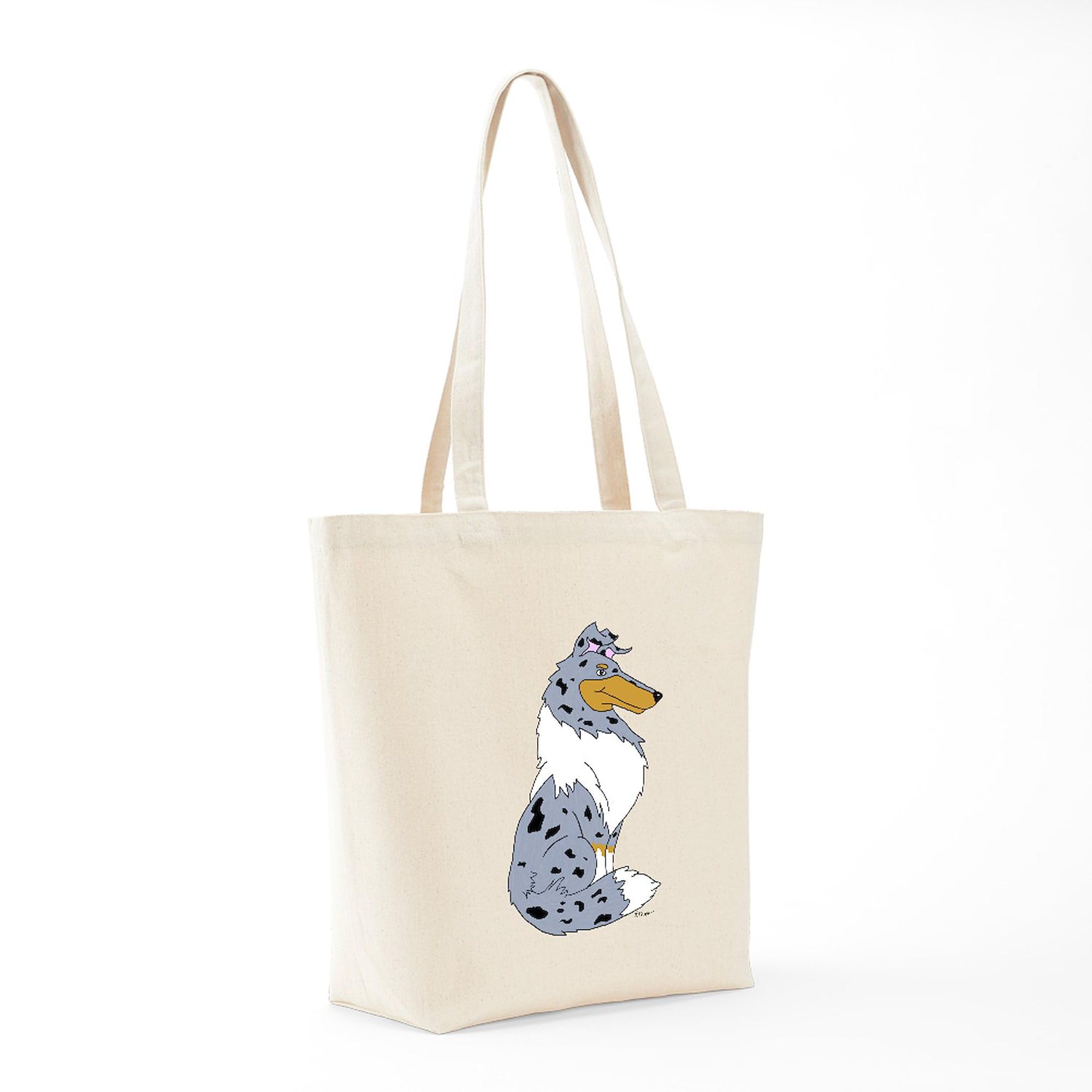 Blue Merle Rough Collie Tote Bag - Natural Canvas Reusable Shopping Bag for Groceries, Beach & Work | Durable Eco-Friendly Tote