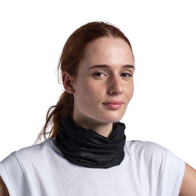 BUFF Coolnet UV Solid Black Neck Gaiter - Sun Protection & Cooling Scarf for Outdoor Activities, Hiking, Running, and Cycling
