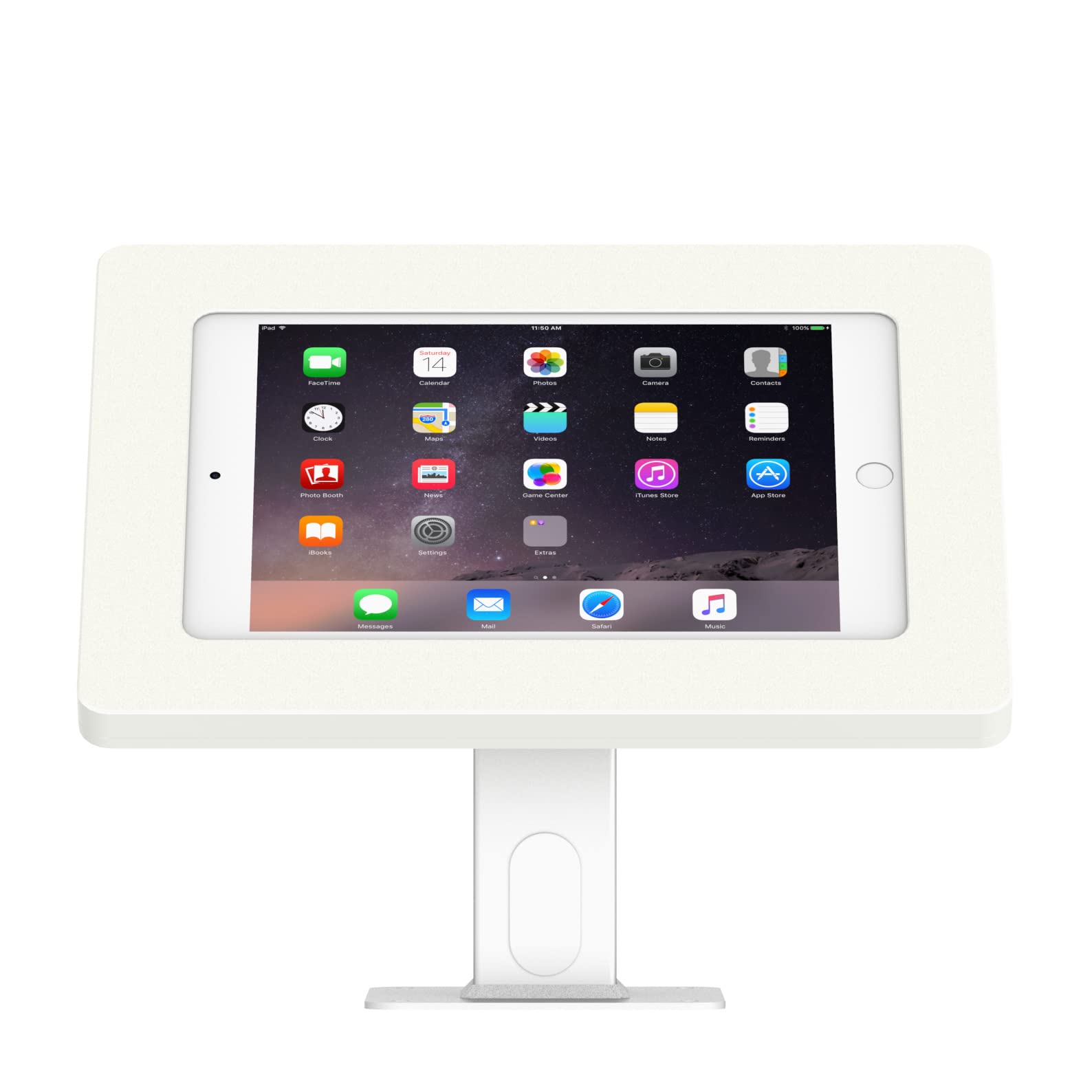 VidaMount White iPad Mini 4 & 5 Rotating Tilting Desk Mount Stand with Enclosure Bundle - Perfect for Home Office, Classroom, and Retail Display