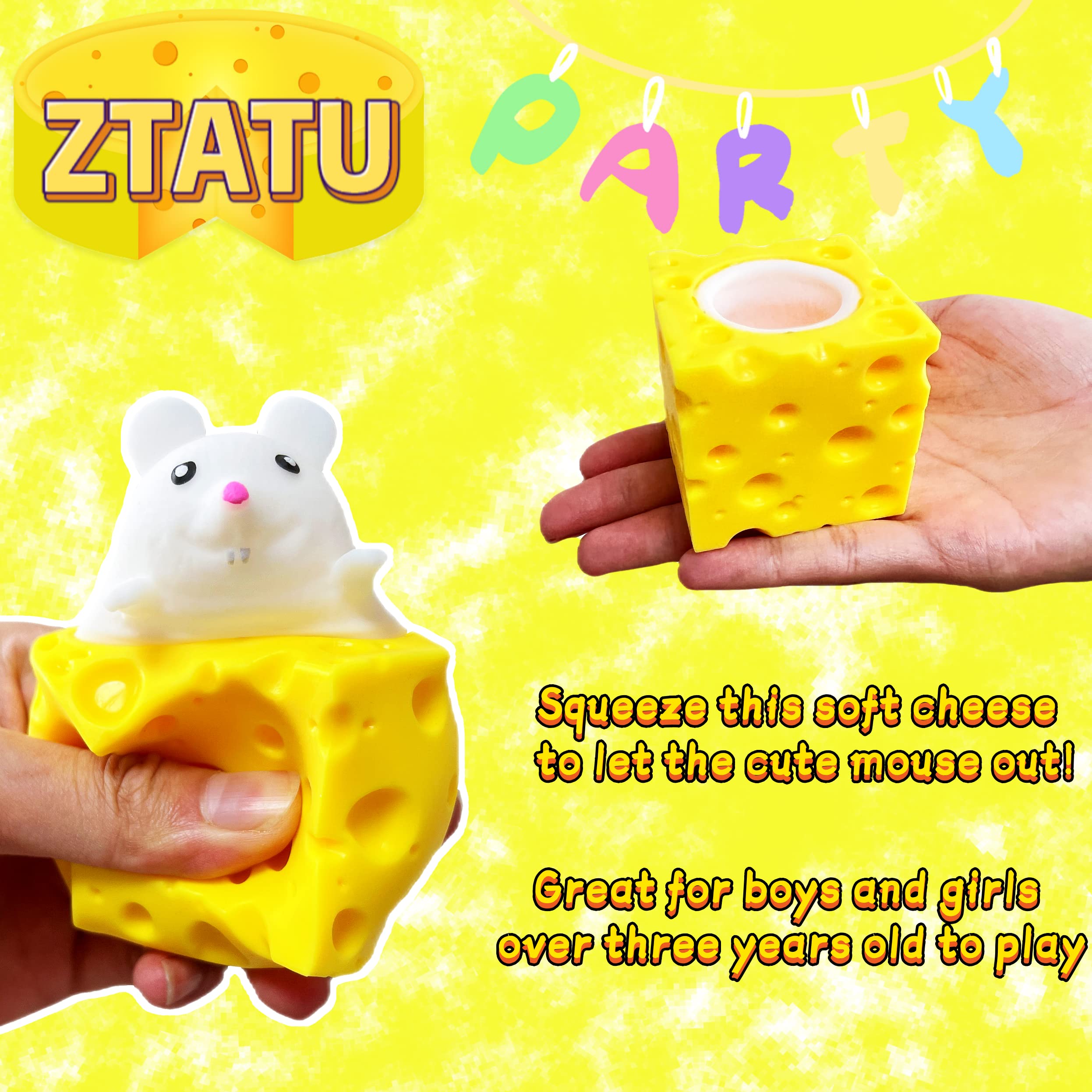 Squishy Cheese Stress Ball - Animal Pop Fidget Toy (1-Pack) - Sensory Stress Relief Squeeze Toy for Kids & Adults - Perfect for Office, Classroom, and Anxiety Relief