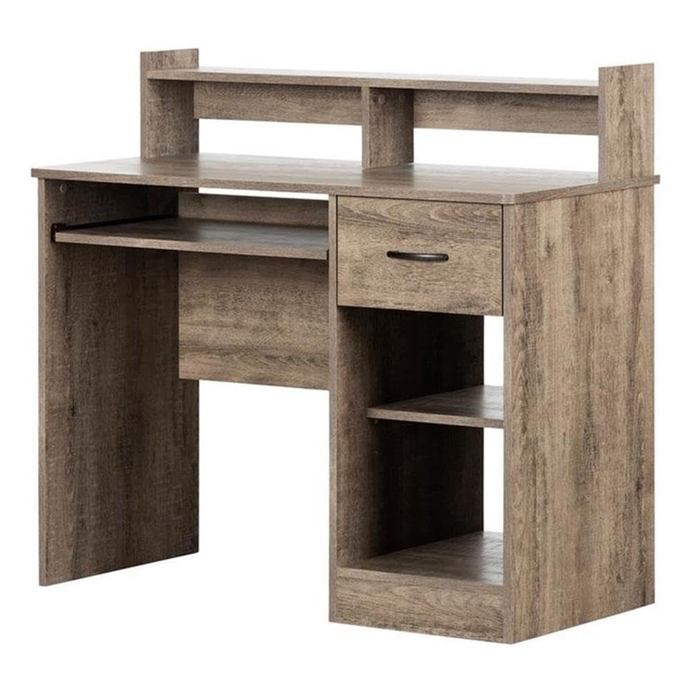 UrbanPro Modern Wood Computer Desk with Keyboard Tray | Small Writing Table with Drawers & Open Shelves | Oak Finish Home Office Desk for Small Spaces | Perfect for Remote Work & Study