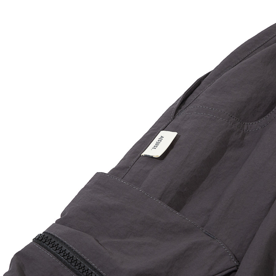 ASUSL Nylon Square Pocket Pants for Men - Charcoal Gray Casual Trousers for Outdoor, Travel & Work