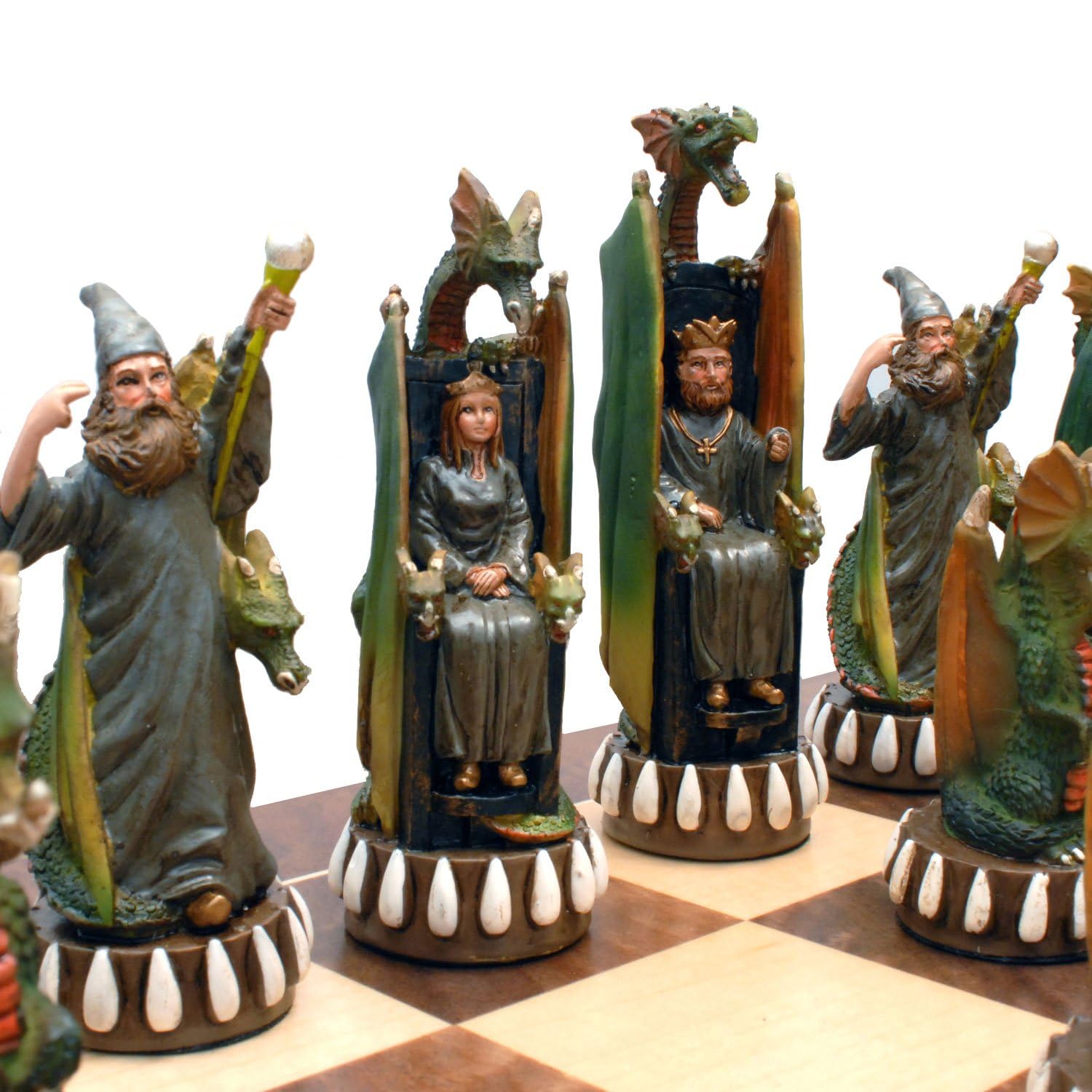 WE Games Dragon Figures Chess Set - Hand Painted Polystone Chess Pieces Only - Luxury Fantasy Chess Game for Adults - Perfect for D&D, Game Nights & Collector's Display