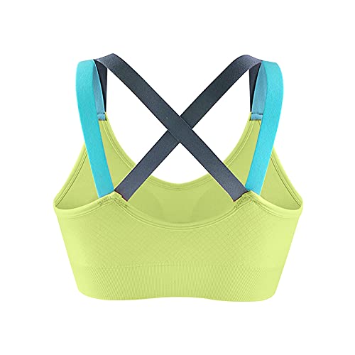 Women's Seamless Sports Bra - No Steel Wire, Breathable & Supportive for Running, Yoga, Gym & Outdoor Activities (Green, S) - Pack of Comfortable Cross Back Bralettes for Active Lifestyles