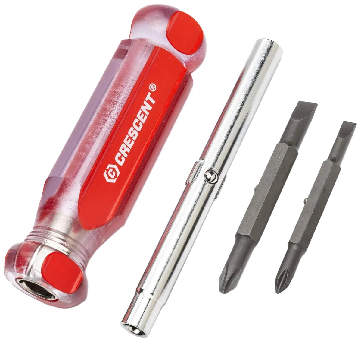 Crescent 6-in-1 Interchangeable Bit Screwdriver Set with Red Ergonomic Handle (CS61N) - Perfect for Home Repairs, DIY Projects & Professional Toolkits