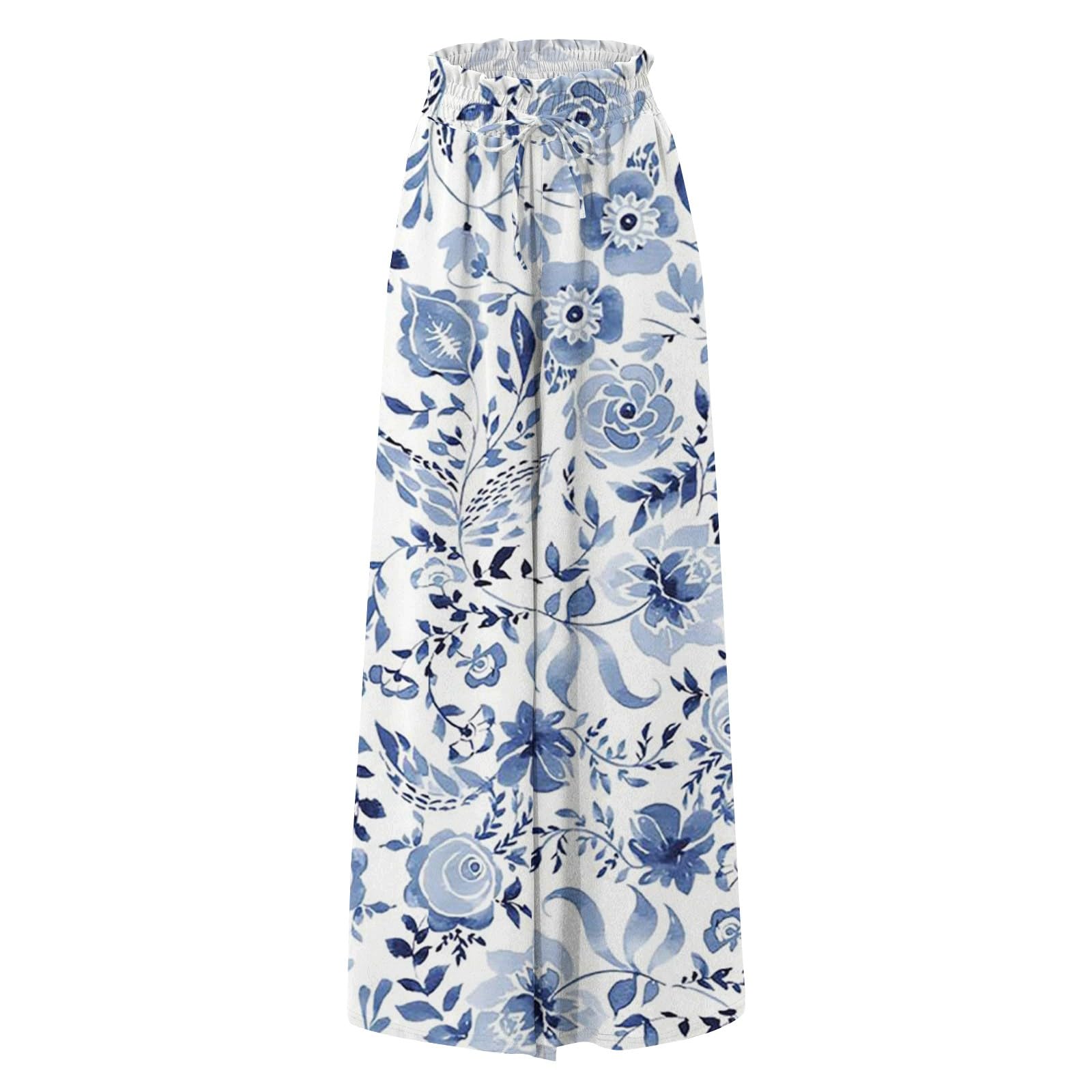 **Lightweight Wide Leg Women's Pants – Adjustable Waist Drawstring, Boho Flowy Palazzo Pants for Summer, Beach & Casual Wear with Pockets**    *(Perfect for Vacation, Yoga, Lounging & Everyday Comfort!)*