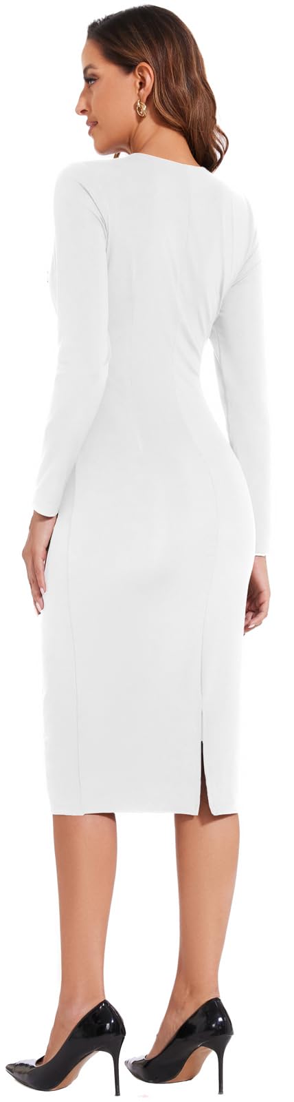 Elegant Women's Business Dress 2025 - Church, Funeral & Office Bodycon Midi Dress with Long Sleeves | Perfect for Work, Prom & Formal Events