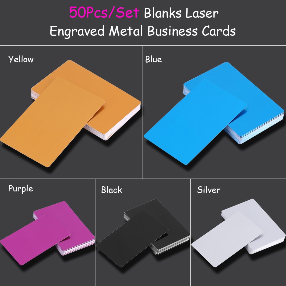 Premium Metal Business Cards - 50Pcs Black Laser Engraved Name Cards for Professional Networking, Corporate Gifts & Client Meetings - Elegant Visiting Cards for Executives, Entrepreneurs and Business Professionals