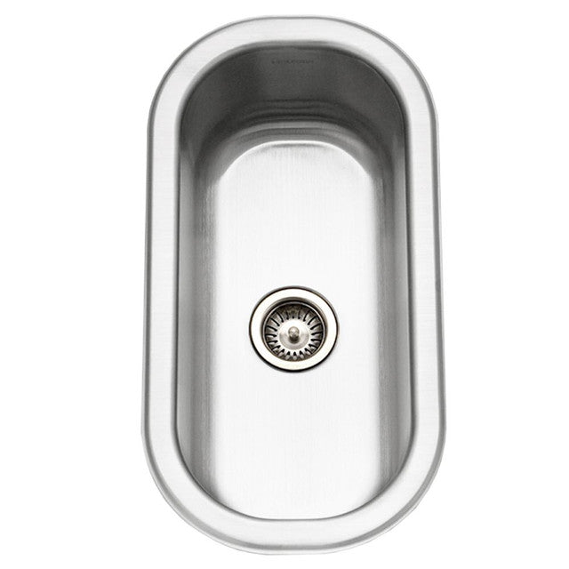 Houzer Club Series 10x18 Inch Stainless Steel Undermount Bar Prep Sink with Basket Strainer - Perfect for Kitchen Islands, Wet Bars & Commercial Use