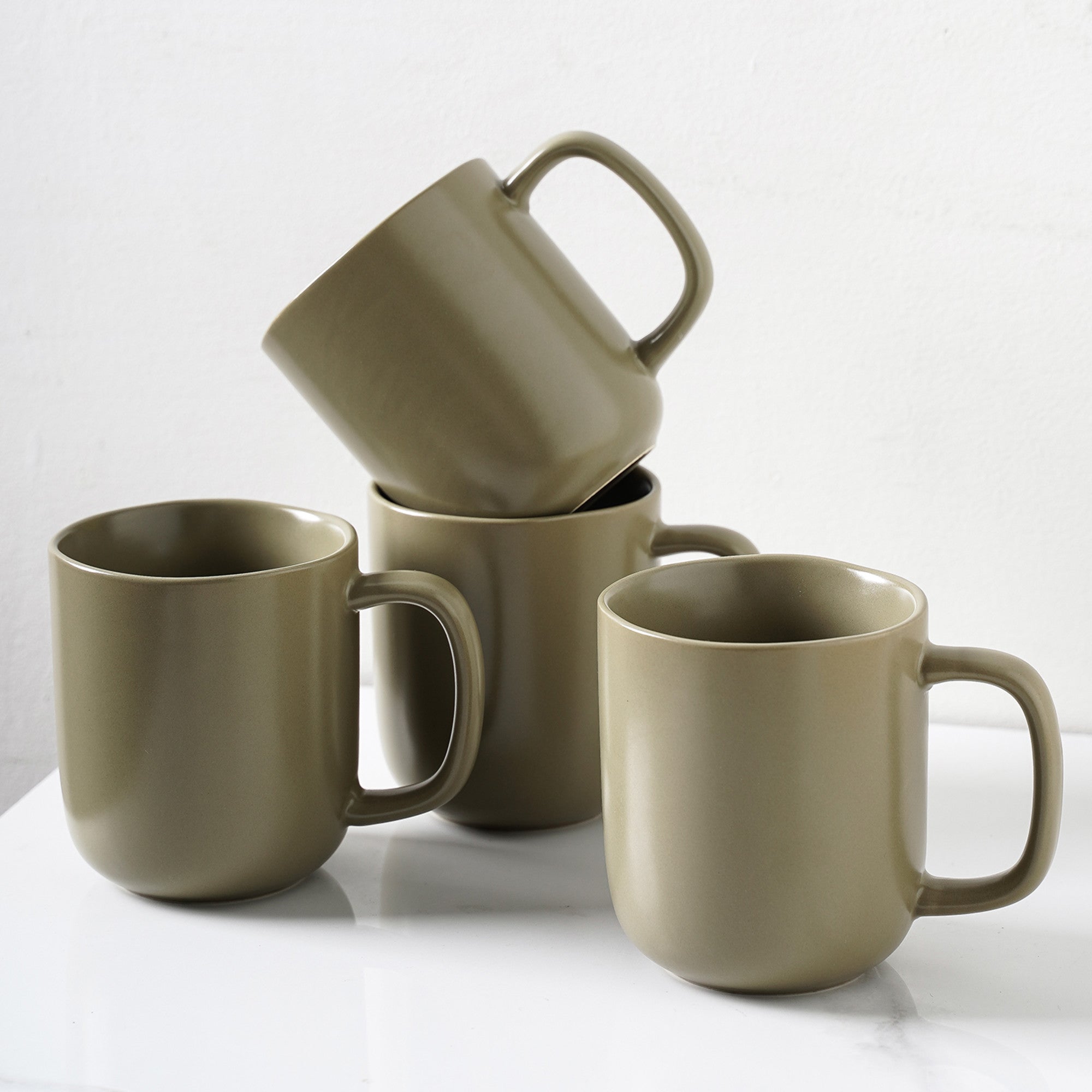 Premium Tom Stoneware Coffee Mug - Handcrafted Ceramic Cup for Hot & Cold Drinks - Perfect for Home, Office, or Camping - Olive Green