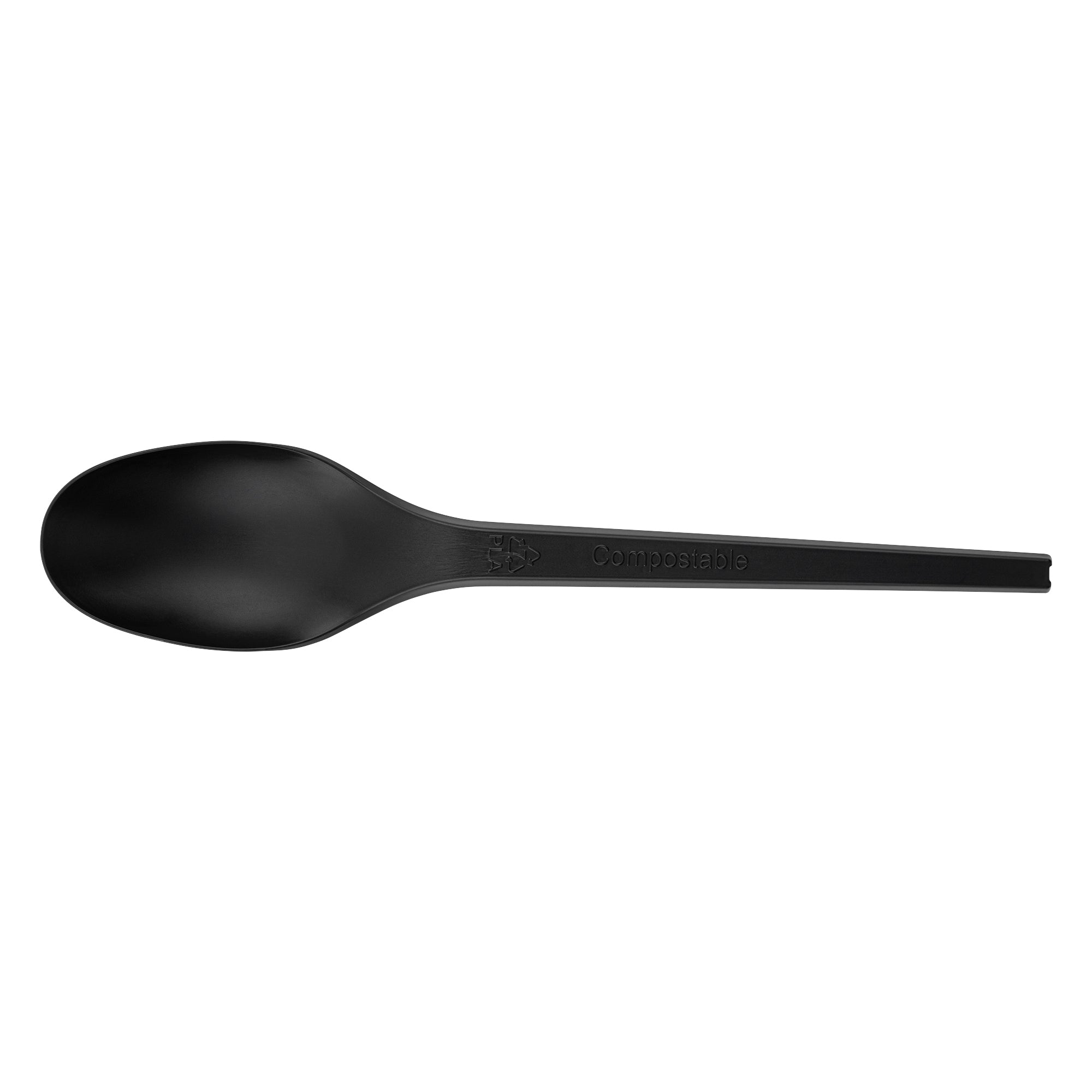 Eco-Friendly Black CPLA Plastic Spoons - Compostable, Heat Resistant (6.5