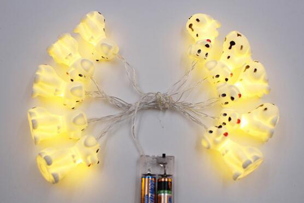 Dog LED String Lights - 10 Cute Animal Shapes, 1.5M Battery Powered for Bedroom & Holiday Decor