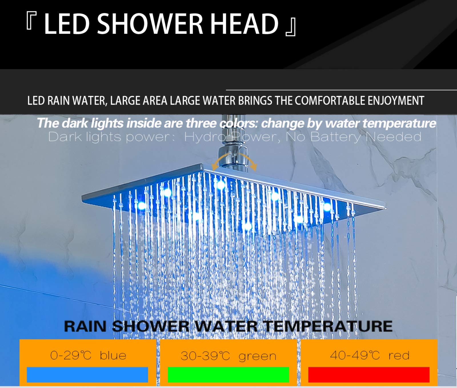 Premium Chrome Rain Shower System - 8x12 Inch LED Rainfall Shower Head with Handheld Spray & Concealed Brass Mixer - NPT 1/2 Pipes - Perfect for Modern Bathrooms & Spa-Like Experience