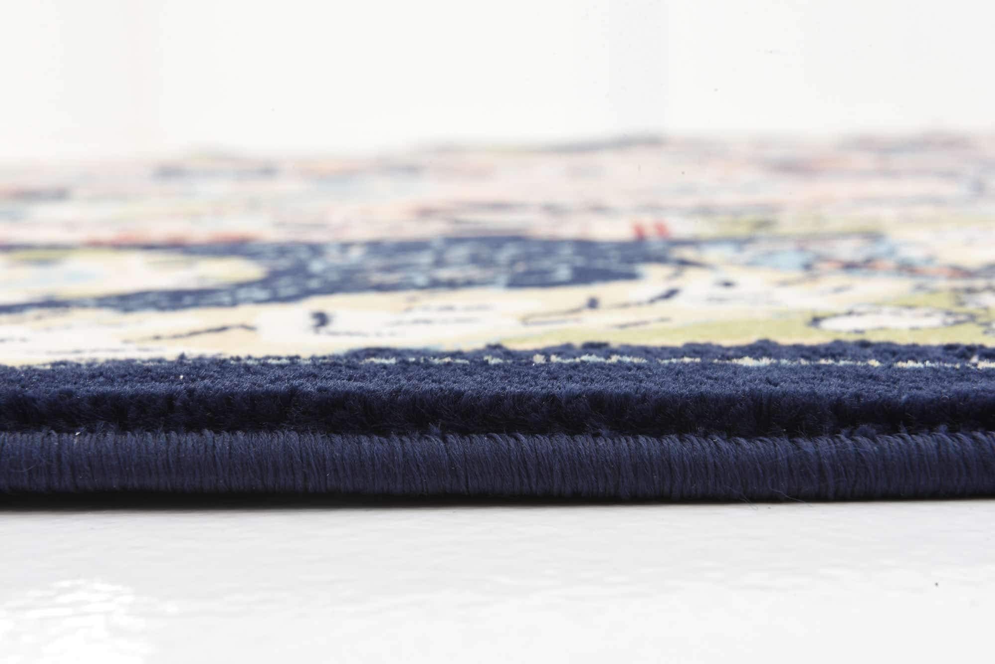 Unique Loom Narenj Collection Classic Traditional Medallion Textured Design Area Rug - 10' Round Navy Blue/Blue - Perfect for Living Room, Bedroom & Home Decor