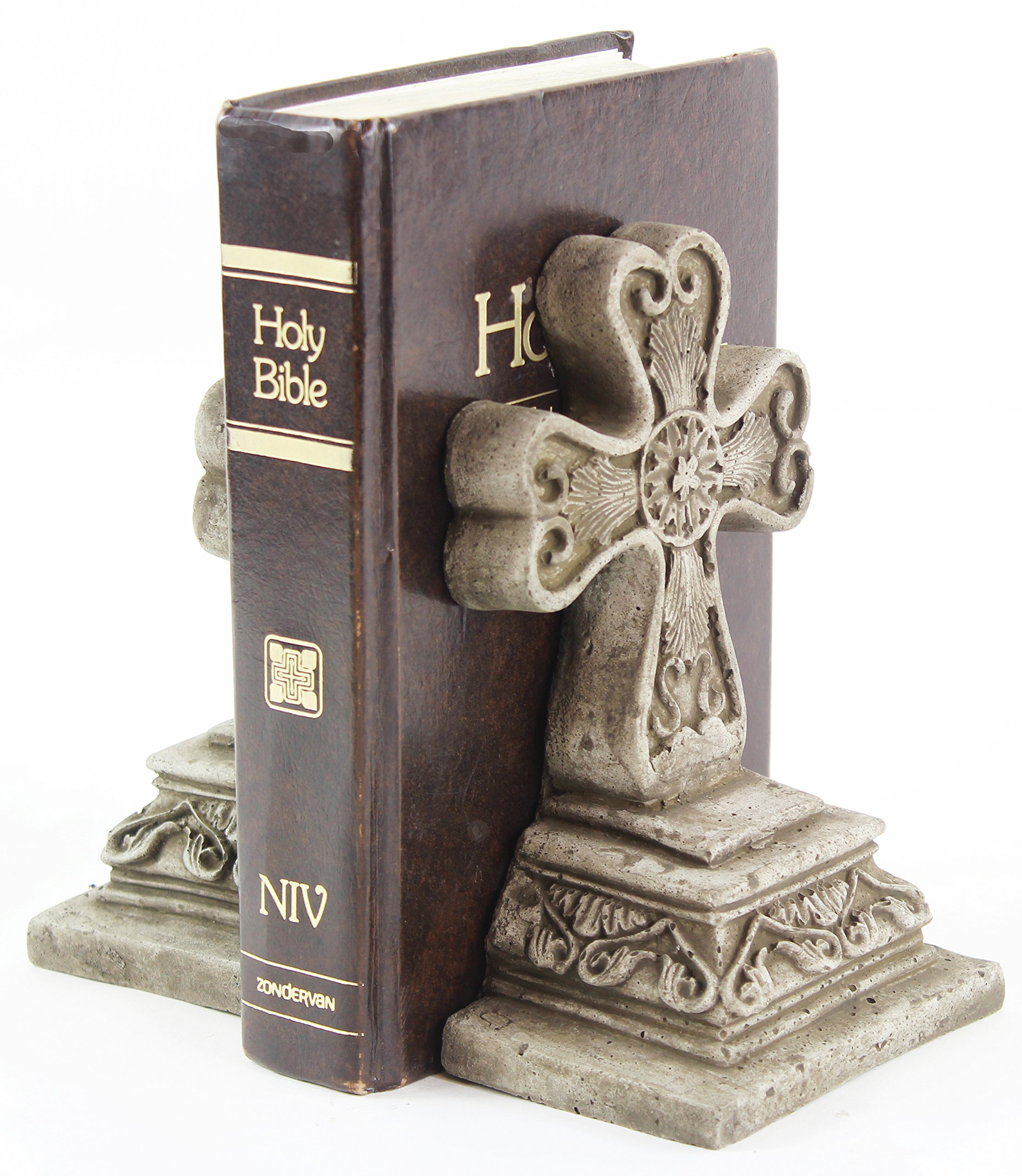Heavy Duty Concrete Bookends - Religious Statue Book Holders for Church, Home & Office Decor - Perfect for Organizing Books, Bibles & Decorative Displays