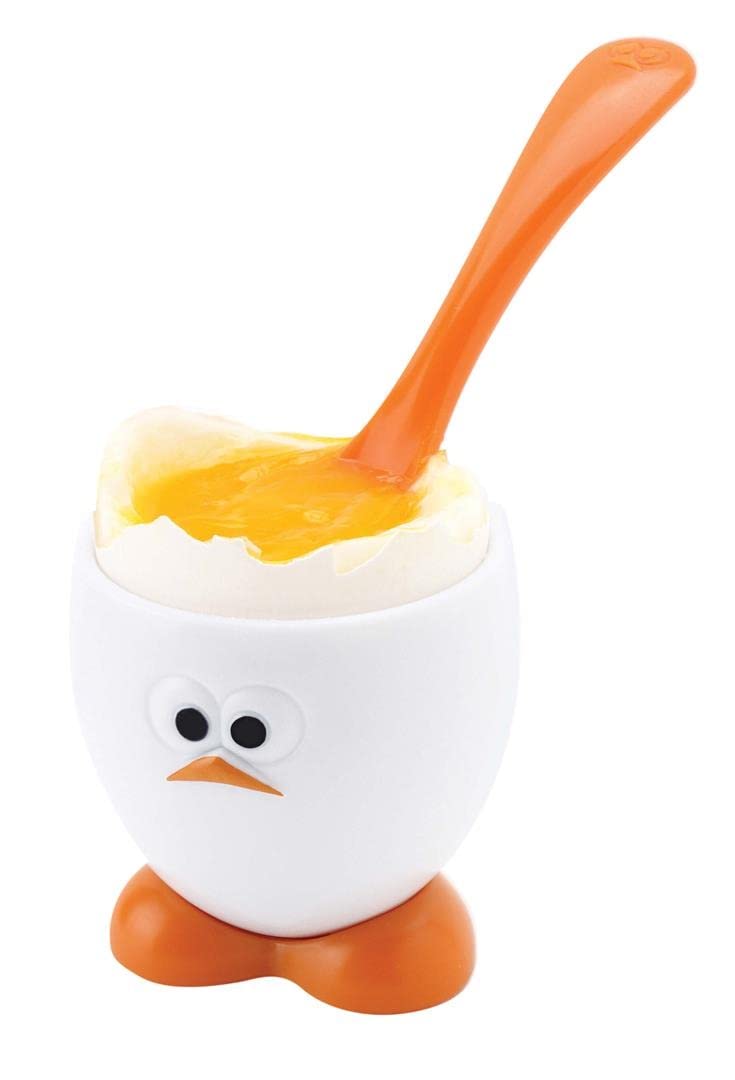 Joie Egghead Hard Boiled Egg Cup Holder with Spoon - 2-Piece Set for Breakfast & Kitchen | Perfect Egg Cooker Accessories for Easy Peeling & Serving