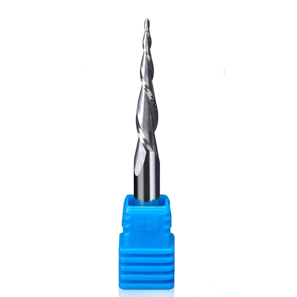 3D Router Carving Bits - 15° Tapered Ball Nose Spiral End Mill Cutter, HRC55 Tungsten Steel CNC Router Bit for Woodworking, Engraving & 3D Carving | Perfect for DIY Projects, Furniture Making & Sign Crafting