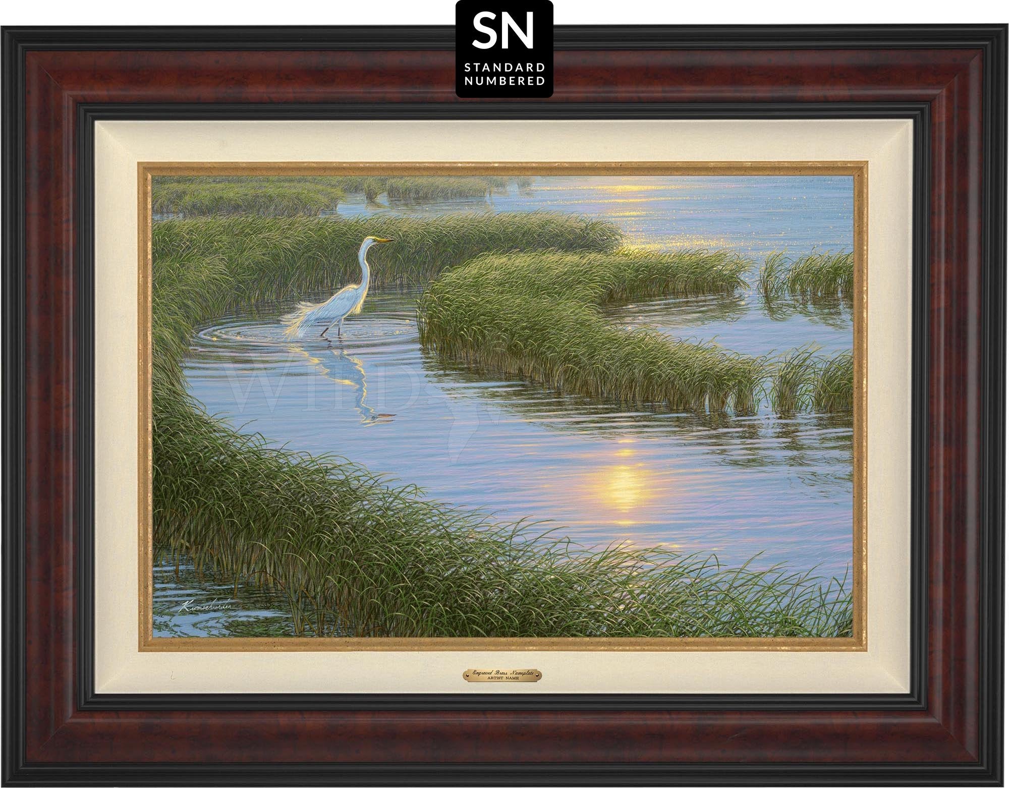 Evening Solitude - White Egret Art Print | Standard Numbered Edition (SN) | Home Decor, Office Wall Art, Gift for Nature Lovers