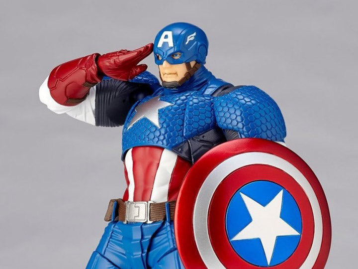Amazing Yamaguchi Revoltech No.007 Captain America Action Figure - Highly Articulated Collectible for Marvel Fans & Display