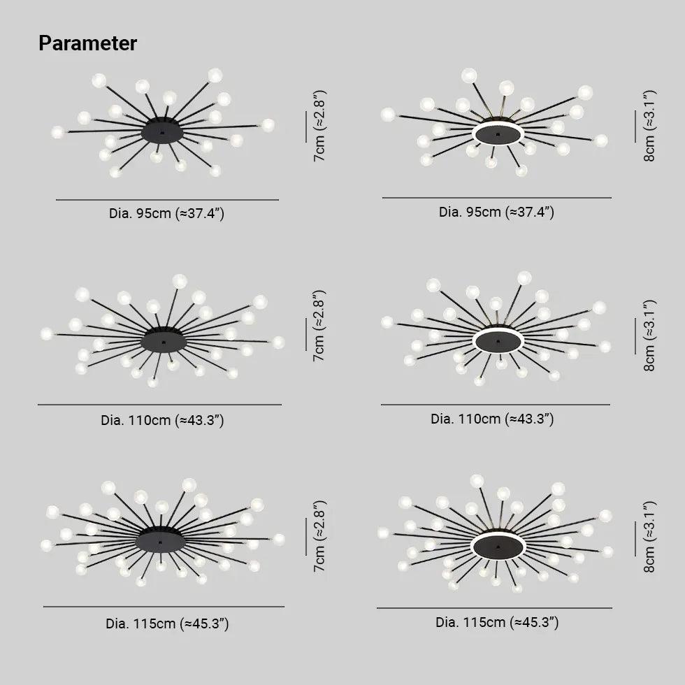 Modern Starburst Glass Pendant Light - Elegant Ceiling Fixture for Living Room, Dining Room & Bedroom - Energy Efficient LED Chandelier for Home Decor