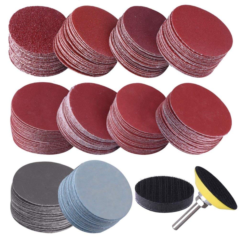 200Pcs 50mm (2 Inch) Sanding Discs with 1/4 Inch Shank - 80 to 3000 Grit Abrasive Sandpaper & 1 Inch Polish Pad - Compatible with Rotary Tools, Drill, Dremel - Perfect for Woodworking, Metal Polishing & DIY Projects