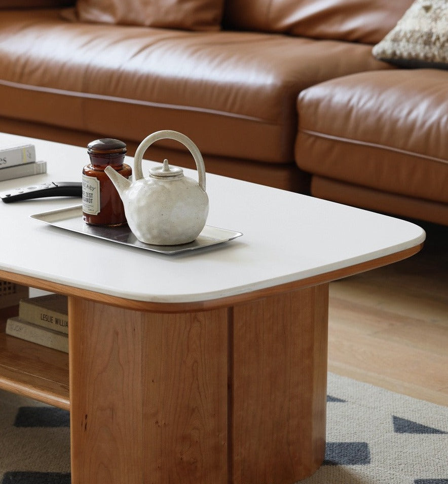 Premium Black Walnut & Cherry Solid Wood Coffee Table - Handcrafted Rustic Modern Living Room Centerpiece for Home Decor & Entertainment Spaces