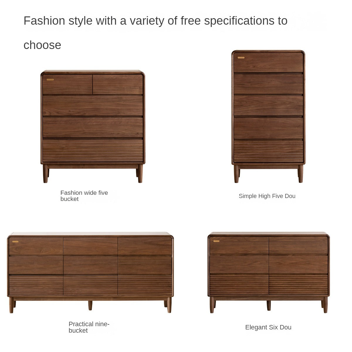Premium Black Walnut Solid Wood Storage Cabinet with Drawers - Handcrafted Dresser for Bedroom, Living Room & Office Organization