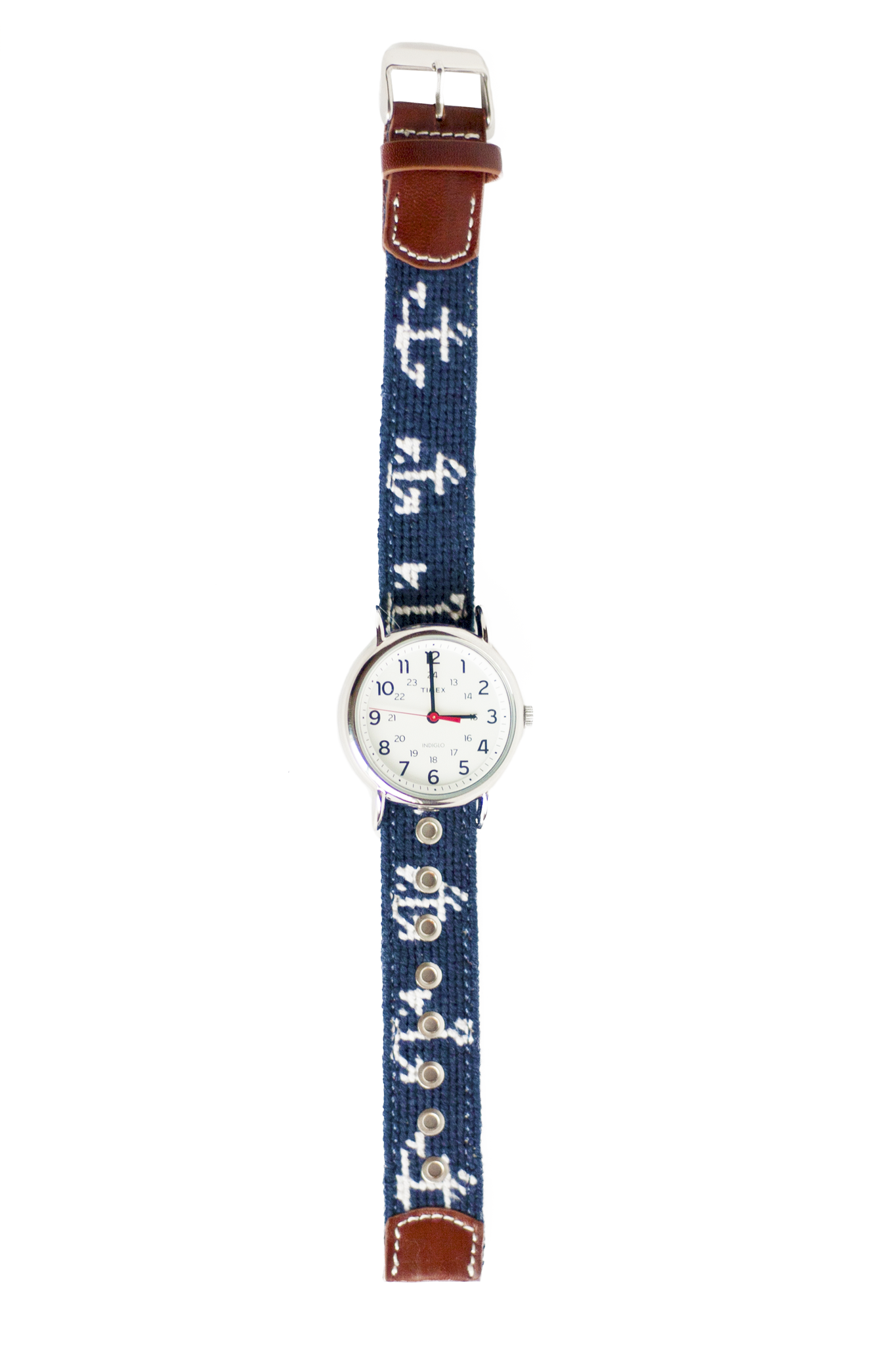 Premium Anchor Needlepoint Watch Strap Replacement Band with Timex Watch Face - Classic Nautical Style for Men & Women, Perfect for Casual Wear, Office & Outdoor Activities