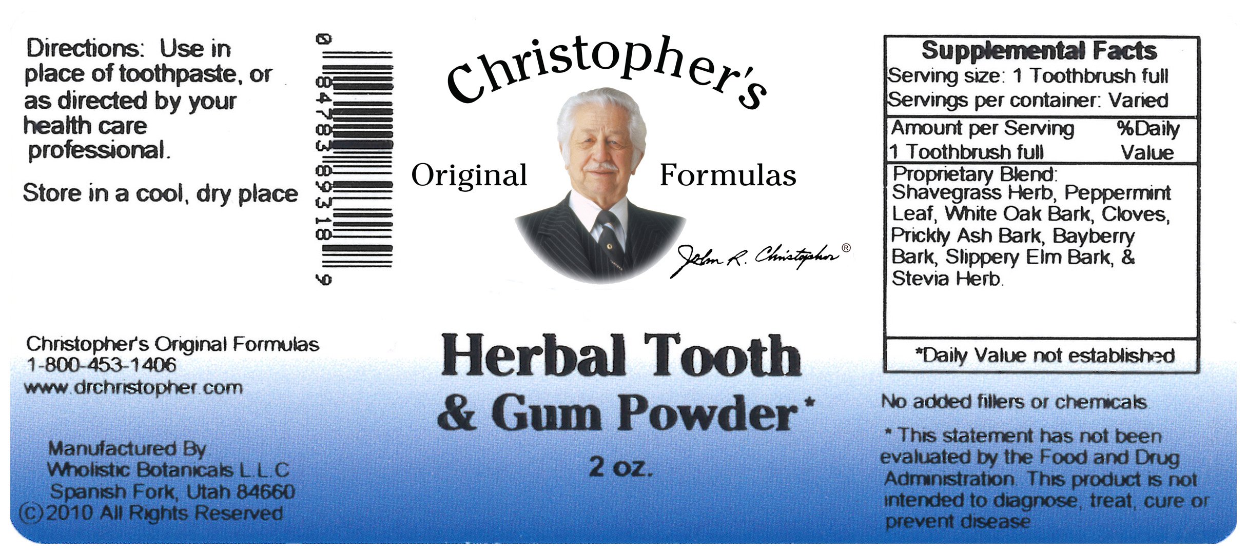 Christopher's Original Formulas Herbal Tooth and Gum Powder - Natural Dental Care for Teeth Whitening & Gum Health | Organic Tooth Powder for Sensitive Teeth, Bad Breath & Plaque Removal | Perfect for Travel & Eco-Friendly Oral Hygiene