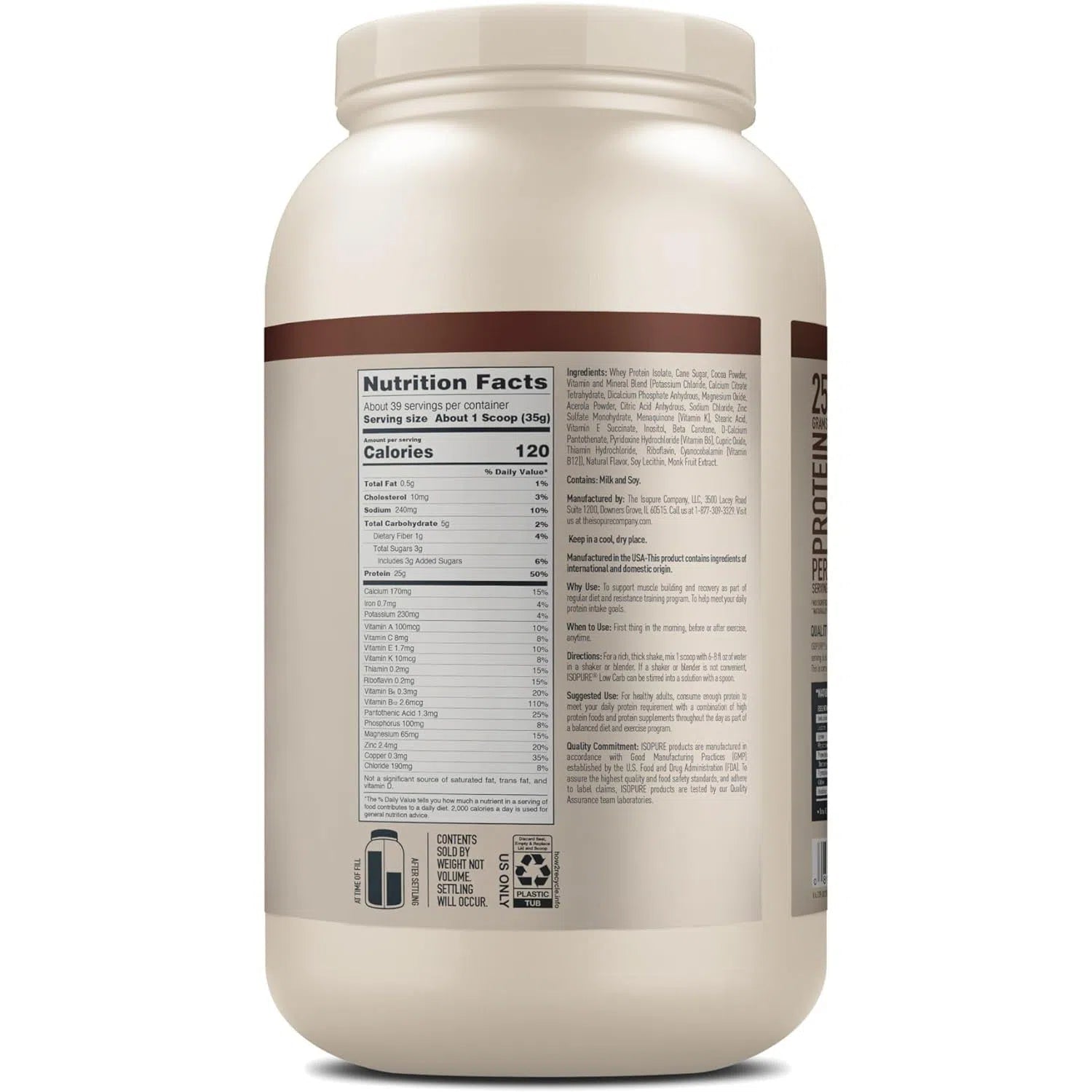 Isopure Low Carb Protein Powder - Natural Flavor | Keto Friendly Whey Protein Isolate for Weight Loss & Muscle Building | Perfect for Post-Workout Recovery & Healthy Lifestyle