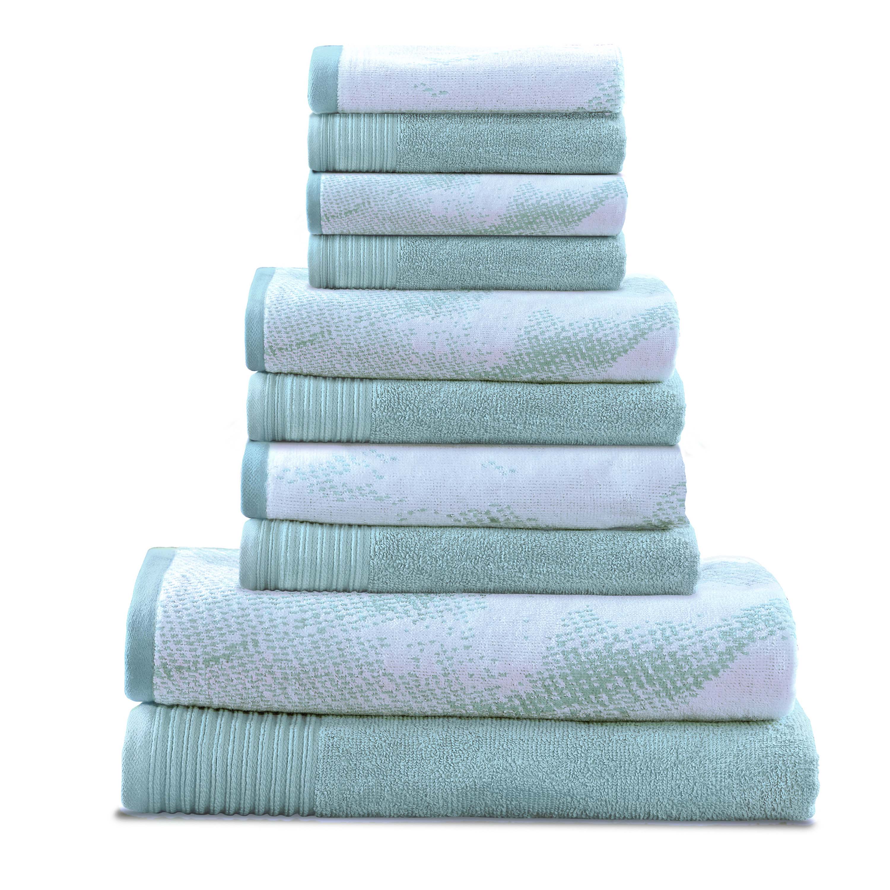 Premium 10-Piece Quick-Dry Cotton Towel Set - Solid & Marble Patterns for Bath, Gym, Beach, and Spa | Ultra Absorbent & Soft Bath Towels