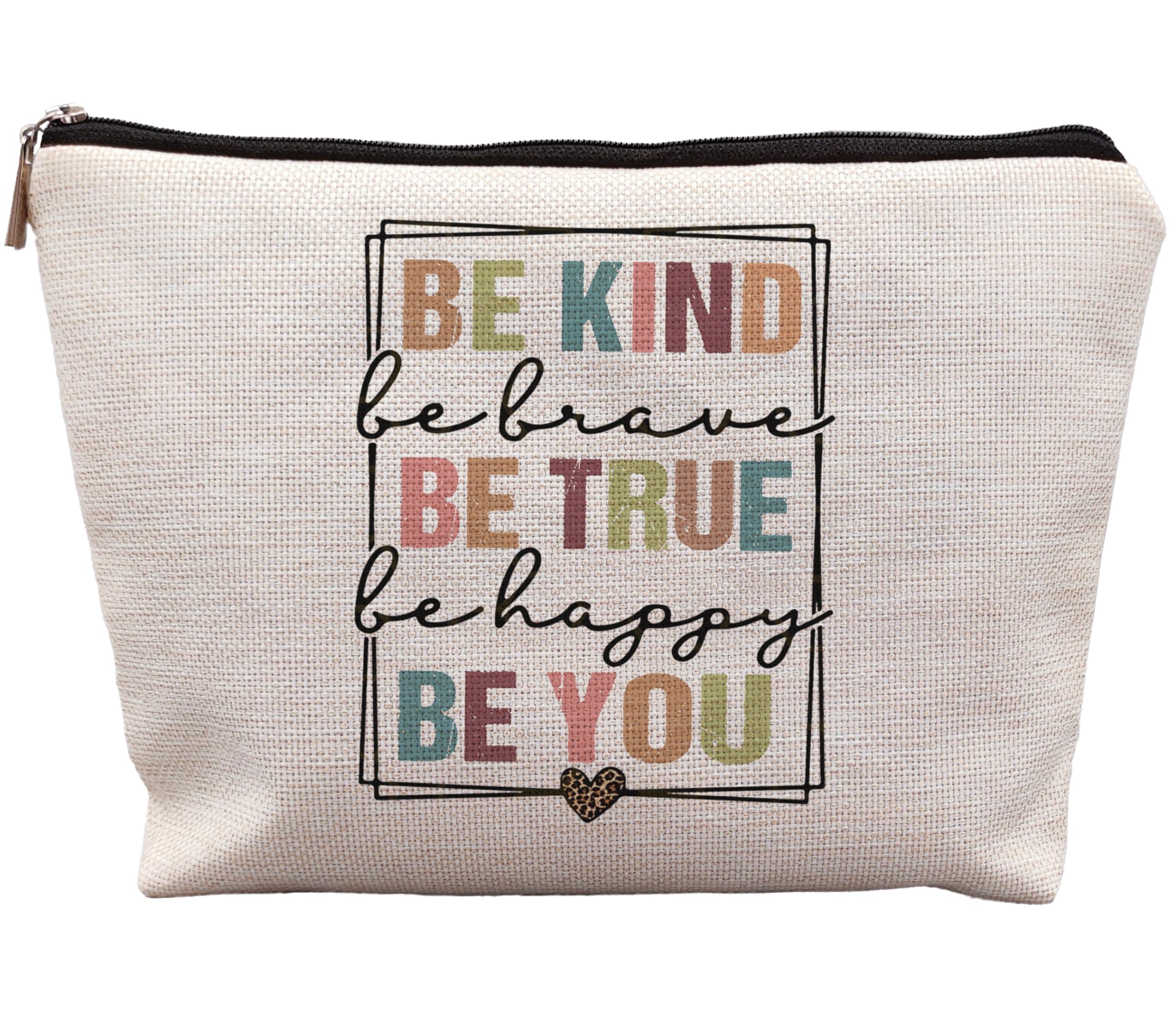 Be Kind Makeup Bags - Motivational Cosmetic Bag for Women & Girls | Inspirational Gift for Friends, Daughter & Coworker | Perfect for Travel, School & Daily Makeup Organization
