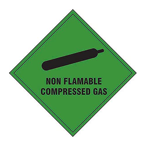 Scan Non-Flammable Compressed Gas Label - 100mm x 100mm Safety Stickers for Hazardous Material Storage & Transportation