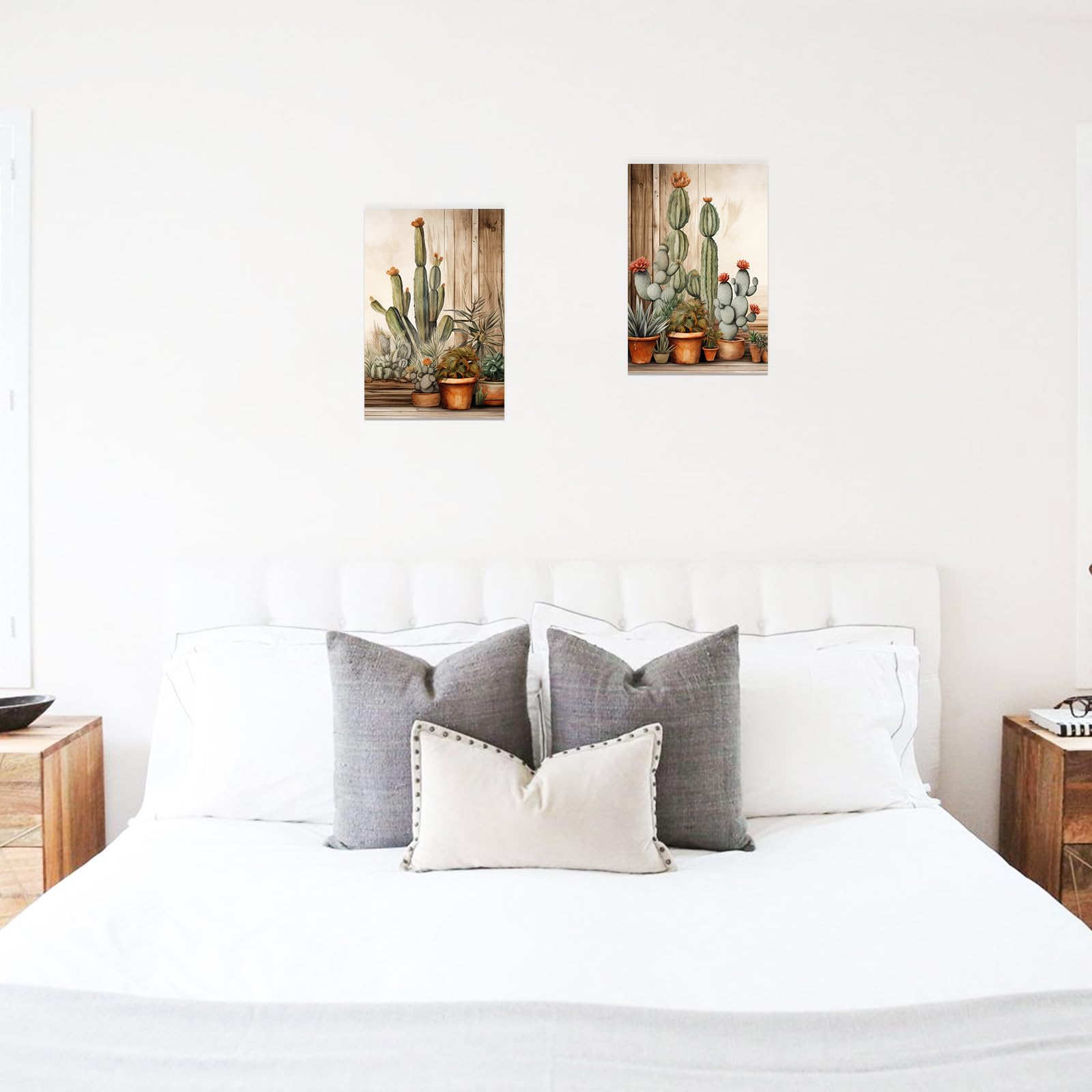 DOARTDO 2-Piece Cactus Canvas Wall Art - Desert Green Plant Succulent Painting, Boho Mexican Bathroom Decor (24x36 Inch x2, Cactus-3) | Perfect for Living Room, Bedroom, Office & Southwestern Home Decor