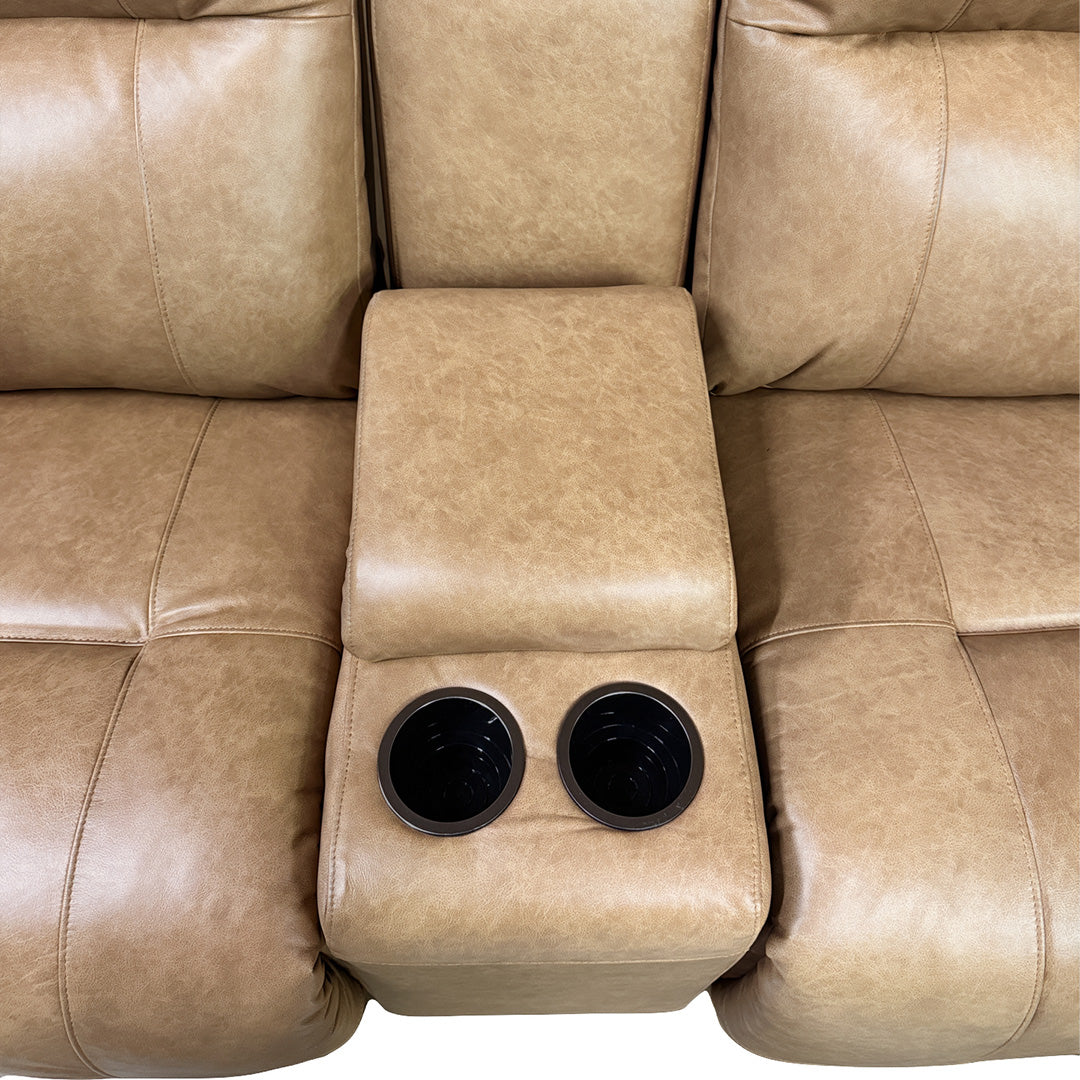 Maverly Power Reclining Loveseat with Console - Modern Electric Recliner Sofa with Cup Holders & USB Charging Ports | Perfect for Living Room, Home Theater & Small Spaces