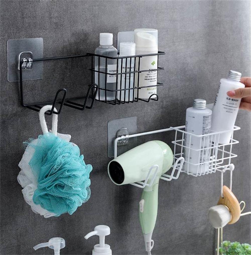 Metal Wire Hair Tool Organizer - Wall Mount Bathroom Storage Basket for Hair Dryer, Flat Iron, Curling Wand & Straightener Brushes | Black | Perfect for Salon-Style Organization at Home