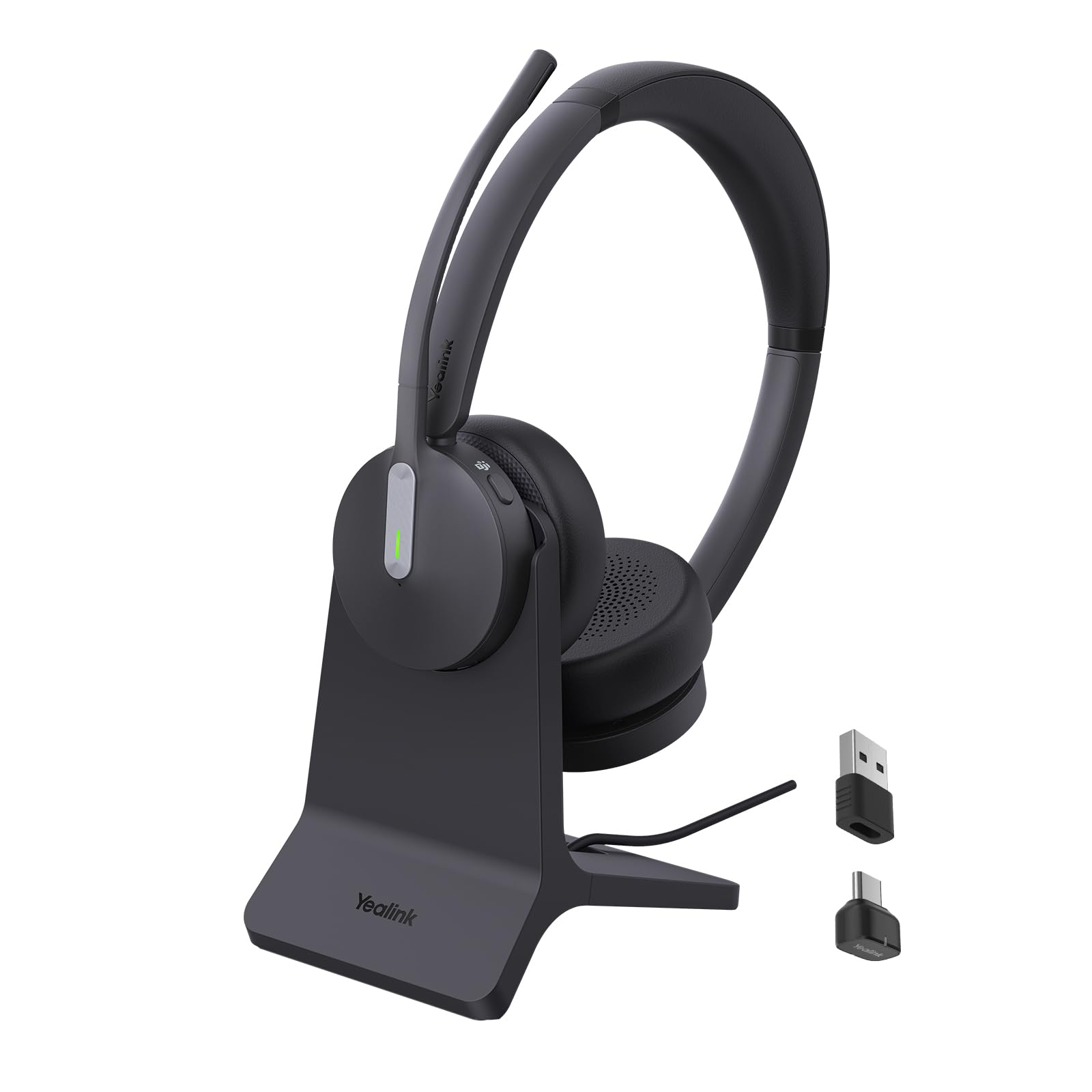 Yealink BH70 Dual Wireless Headset with Noise-Canceling Mic - Bluetooth Office Headset with Microsoft Teams Certification, 35-Hour Battery Life, Lightweight 147g Design for All-Day Comfort (Includes USB-C/A Dongle & BHC70 Charging Stand) - Perfect for Remote Work, Call Centers & Business Meetings