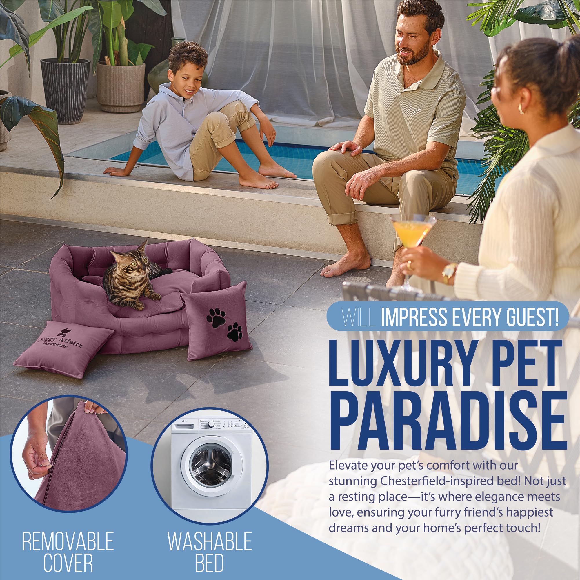 Premium Luxury Cat Bed with Removable Washable Cover - Soft Indoor Cat Couch for Kittens & Small Dogs - Non-Slip Pet Sofa for Living Room, Bedroom & Home Decor