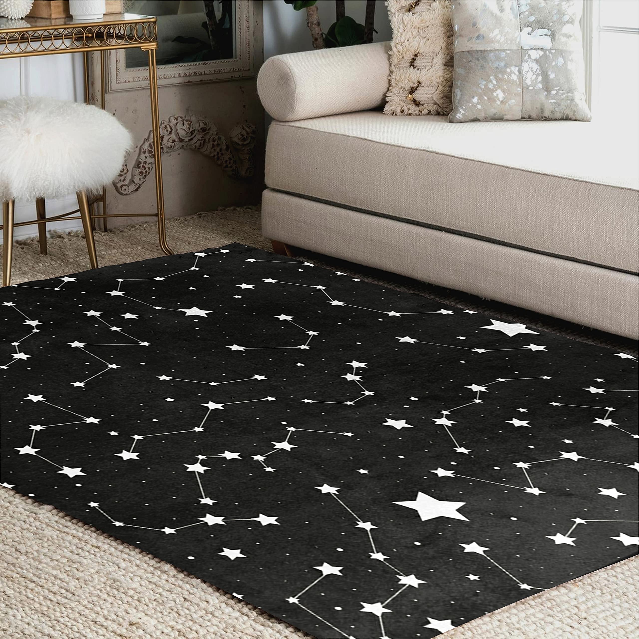 ALAZA Magic Constellation Star Space Area Rug - 7' x 5' Non-Slip Living Room & Bedroom Carpet - Perfect for Kids Room, Nursery, Dorm Decor & Cosmic Themed Spaces